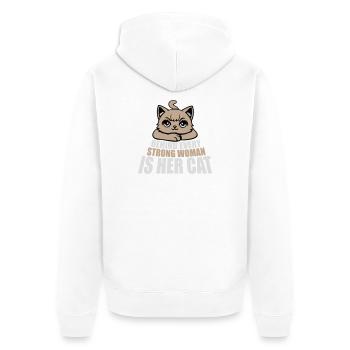 Behind Every Strong Woman Is Her Cat Spruch Katze - Unisex Premium Bio Zip Hoodie - Weiß - Hinten - Thijin (182cm)
