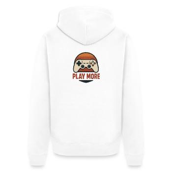 Retro Controller Motiv  - Unisex Premium Bio Zip Hoodie - Weiß - Hinten - Thijin (182cm)