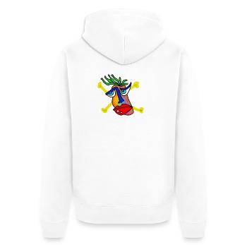 Colorful Face with Bone Backdrop - Unisex Premium Organic Zip Hoodie - white - Back - Thijin (182cm)