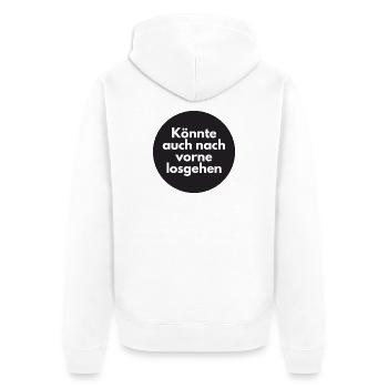 Could also go forward - Unisex Premium Organic Zip Hoodie - white - Back - Thijin (182cm)