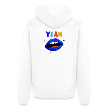 Lebendige Regenbogenlippen YEAH - Unisex Premium Bio Zip Hoodie - Weiß - Hinten - Thijin (182cm)