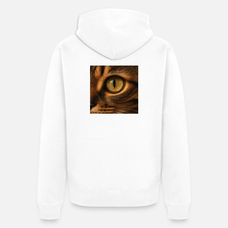 Animal - Chat, Gros Plan De L’œil - Veste à capuche bio Premium Unisexe - blanc