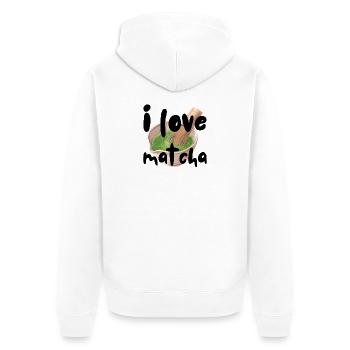 I love matcha Spruch Sprüche Geschenkidee Geschenk - Unisex Premium Bio Zip Hoodie - Weiß - Hinten - Thijin (182cm)