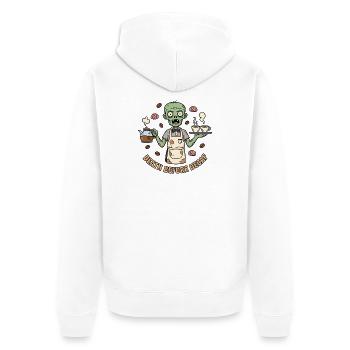 Zombie Barista Death Before Decaf - Unisex Premium Bio Zip Hoodie - Weiß - Hinten - Thijin (182cm)