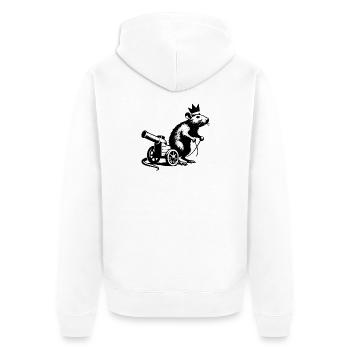 Kaiserratte auf Kanonenwagen | Königsratte - Unisex Premium Bio Zip Hoodie - Weiß - Hinten - Thijin (182cm)