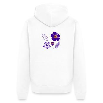 Lila Hibiskusschild 974 - Unisex Premium Bio Zip Hoodie - Weiß - Hinten - Thijin (182cm)