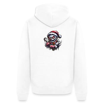 Killer Snowman – Eisige Rache - Unisex Premium Bio Zip Hoodie - Weiß - Hinten - Thijin (182cm)