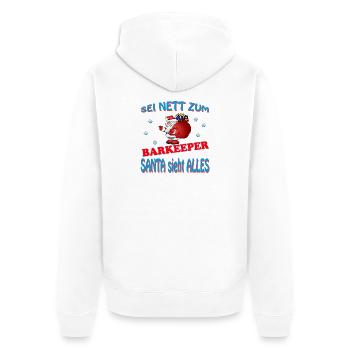 SANTA BARKEEPER - Unisex Premium Bio Zip Hoodie - Weiß - Hinten - Thijin (182cm)