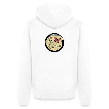 Japanese Butterfly - Unisex Premium Organic Zip Hoodie - white - Back - Thijin (182cm)