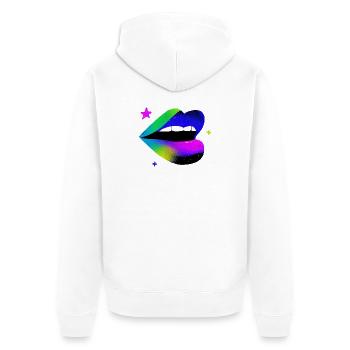 Regenbogen Lippe Graffiti Pop Art - Unisex Premium Bio Zip Hoodie - Weiß - Hinten - Thijin (182cm)