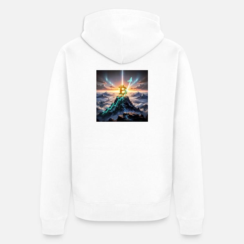 Bitcoin Summit Climb 3D - Veste à capuche bio Premium Unisexe - blanc