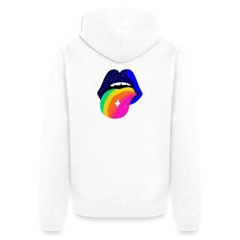 Regenbogenzunge Pop Art Lippen - Unisex Premium Bio Zip Hoodie - Weiß - Hinten - Thijin (182cm)