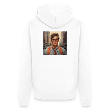 Portrait de style urbain avec lunettes - Veste à capuche bio Premium Unisexe - blanc - Dos - Thijin (182cm)