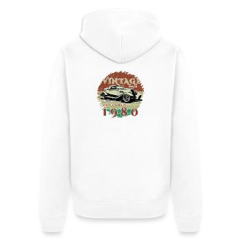 45ème Anniversaire - Classiques - Millésime depuis 11/1980 - Veste à capuche bio Premium Unisexe - blanc - Dos - Thijin (182cm)
