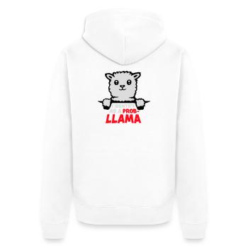I Identify As A Probllama Cool Lama Problem Spruch - Unisex Premium Organic Zip Hoodie - white - Back - Thijin (182cm)