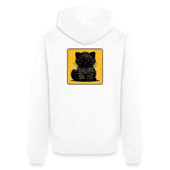 Fuzzy Cat (Yellow) - Unisex Premium Organic Zip Hoodie - white - Back - Thijin (182cm)