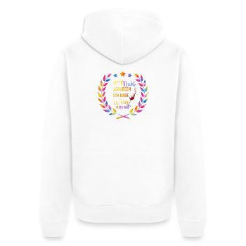 Wine in your hand – please don't push - Unisex Premium Organic Zip Hoodie - white - Back - Thijin (182cm)