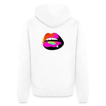 Regenbogen Lippe Pop Art - Unisex Premium Bio Zip Hoodie - Weiß - Hinten - Thijin (182cm)
