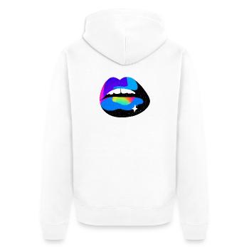 Cosmic Rainbow Lips - Unisex Premium Organic Zip Hoodie - white - Back - Thijin (182cm)