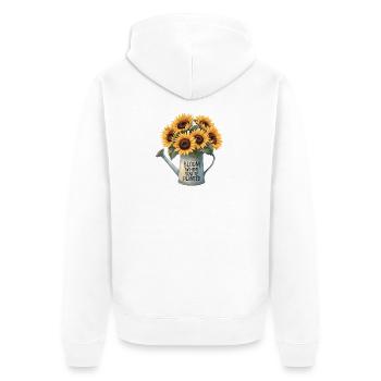 Bloom Where You’re Planted Sunflower Design - Unisex Premium Organic Zip Hoodie - white - Back - Thijin (182cm)