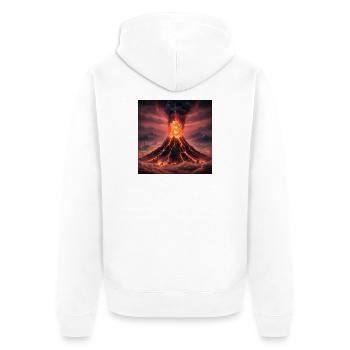 Bitcoin Vulkan-Ausbruch - Unisex Premium Bio Zip Hoodie - Weiß - Hinten - Thijin (182cm)