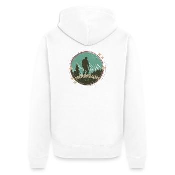 Mountain Love – Wanderer & Berge Motiv - Unisex Premium Bio Zip Hoodie - Weiß - Hinten - Thijin (182cm)