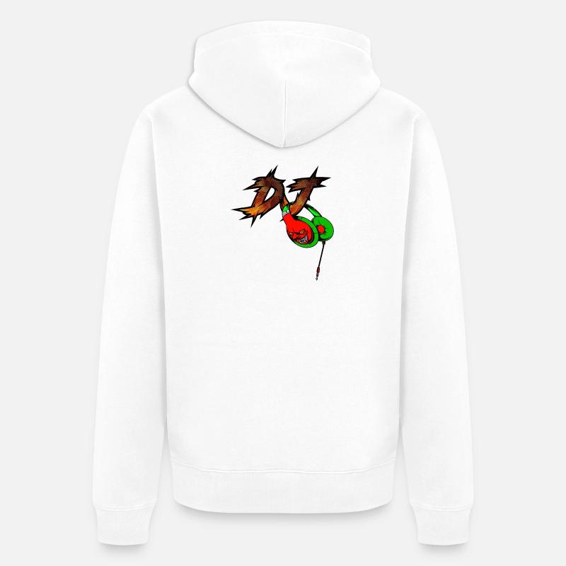 Neon Devil mit Kopfhörer DJ - Unisex Premium Bio Zip Hoodie - Weiß