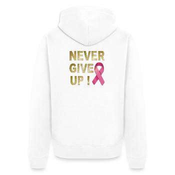 Never Give Up Pink Ribbon - Unisex Premium Organic Zip Hoodie - white - Back - Thijin (182cm)