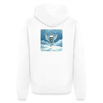 Skelettengel mit Heiligenschein in Wolken - Unisex Premium Bio Zip Hoodie - Weiß - Hinten - Thijin (182cm)