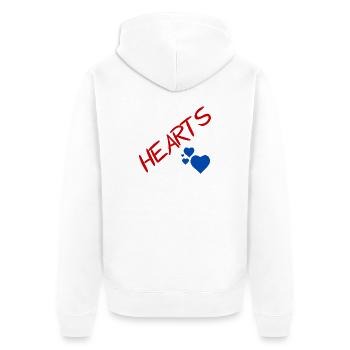 Blaue Herzen und rote Buchstaben - Unisex Premium Bio Zip Hoodie - Weiß - Hinten - Thijin (182cm)
