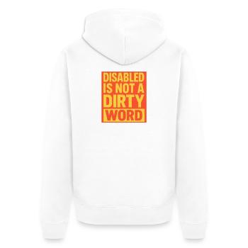 Behindert ist kein schmutziges Wort Statement-Kunst - Unisex Premium Bio Zip Hoodie - Weiß - Hinten - Thijin (182cm)