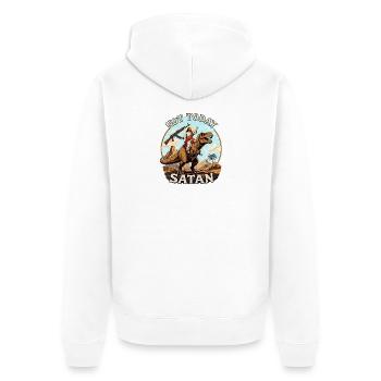 Nicht heute, Satan - Lustiger Jesus T-Shirt - Unisex Premium Bio Zip Hoodie - Weiß - Hinten - Thijin (182cm)