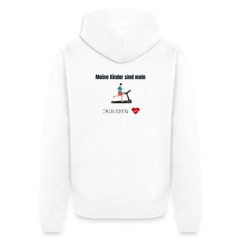 Kinder = Cardiotraining - Unisex Premium Bio Zip Hoodie - Weiß - Hinten - Thijin (182cm)
