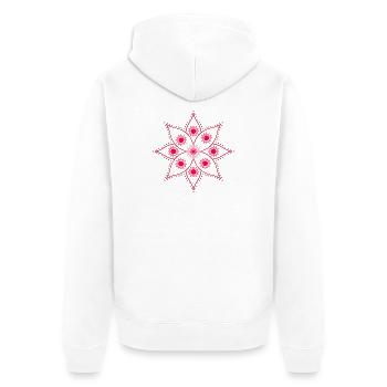 Mandala-Rosette Intensives Rosa - Unisex Premium Bio Zip Hoodie - Weiß - Hinten - Thijin (182cm)