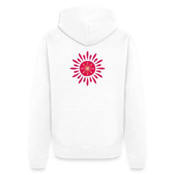 Rote Blumendämmerung - Unisex Premium Bio Zip Hoodie - Weiß - Hinten - Thijin (182cm)