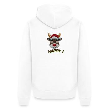 Renne Noël brodé Joyeux - Veste à capuche bio Premium Unisexe - blanc - Dos - Thijin (182cm)