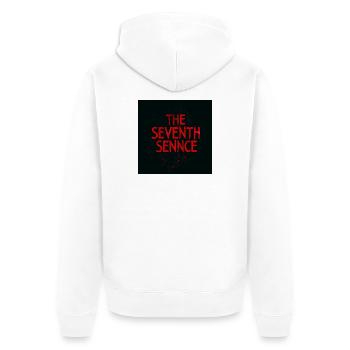 Der siebte Sennce - Unisex Premium Bio Zip Hoodie - Weiß - Hinten - Thijin (182cm)