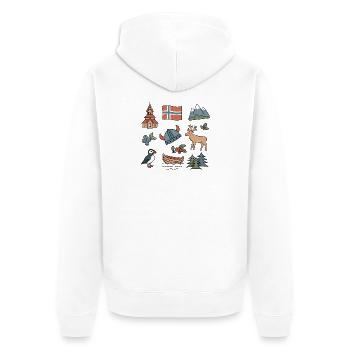Nature norvégienne et symboles nordiques - Veste à capuche bio Premium Unisexe - blanc - Dos - Thijin (182cm)