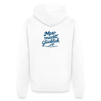 La mer rend heureux Typographie Wave - Veste à capuche bio Premium Unisexe - blanc - Dos - Thijin (182cm)