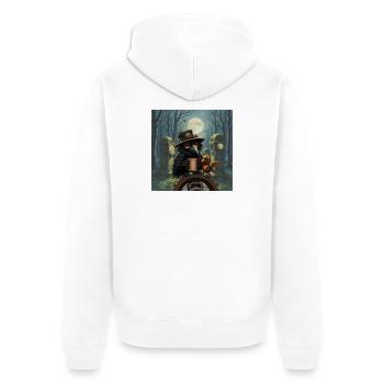 Night Steampunk Raven - Unisex Premium Organic Zip Hoodie - white - Back - Thijin (182cm)