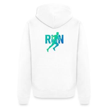 Dynamic Runner RUN - Unisex Premium Organic Zip Hoodie - white - Back - Thijin (182cm)