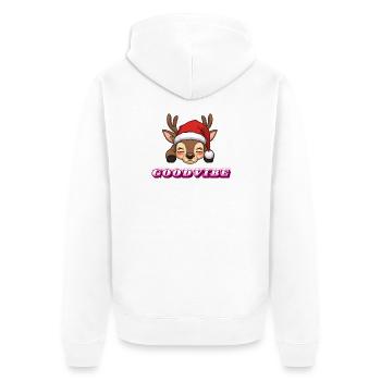 BonVibe Weihnachtsrentiere - Unisex Premium Bio Zip Hoodie - Weiß - Hinten - Thijin (182cm)