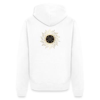 Mandala der Goldenen Sonne - Unisex Premium Bio Zip Hoodie - Weiß - Hinten - Thijin (182cm)