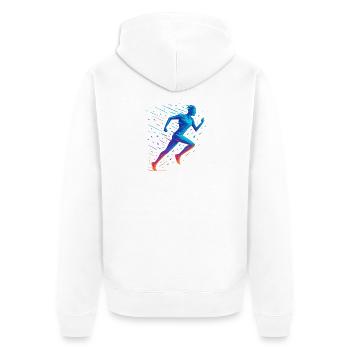 Piste géométrique au néon - Veste à capuche bio Premium Unisexe - blanc - Dos - Thijin (182cm)