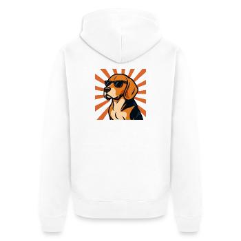 Beagle Hund mit Retro Sonnenbrille - Unisex Premium Bio Zip Hoodie - Weiß - Hinten - Thijin (182cm)