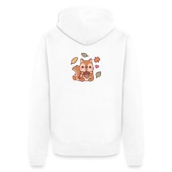 Niedliches Eichhörnchen mit Schal mit Eichel Herbstmeer - Unisex Premium Bio Zip Hoodie - Weiß - Hinten - Thijin (182cm)