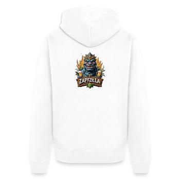 Zapfzilla King Dino Beer - Unisex Premium Organic Zip Hoodie - white - Back - Thijin (182cm)