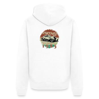 40ème Anniversaire - Classique - Millésime depuis 12/1985 - Veste à capuche bio Premium Unisexe - blanc - Dos - Thijin (182cm)