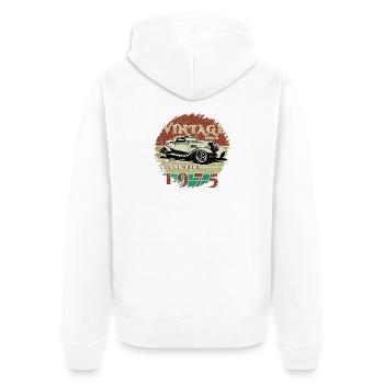 50th Birthday - Classic - Vintage since 12/1975 - Unisex Premium Organic Zip Hoodie - white - Back - Thijin (182cm)