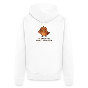 The Early Bird Regrets Its Decision - Unisex Premium Organic Zip Hoodie - white - Back - Thijin (182cm)